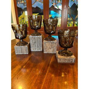 Mid Century Anchor Hocking Fairfield Brown Water Glasses.